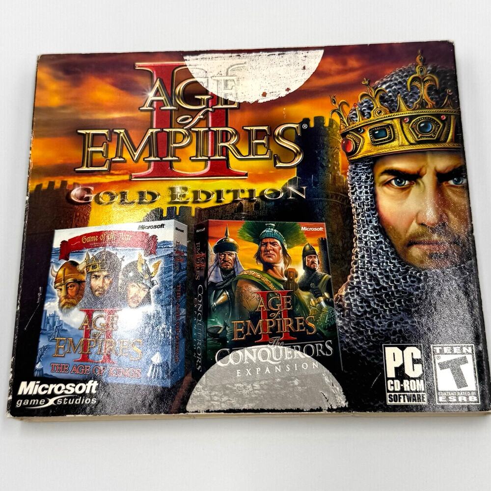 Age Of Empires II 2 Gold Edition PC Big Box Game Vintage Microsoft 2001 Retro